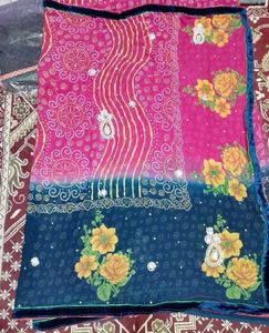 Chunderi Saree With Handwork