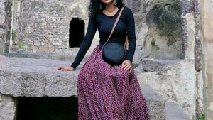 ethnic skirt and black crop top