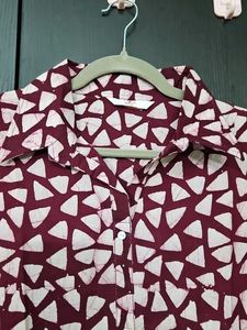 Patterned Shirt Collar Kurti