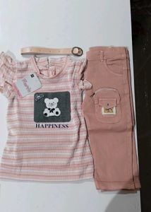 Cute Pink Bear Outfit Set
