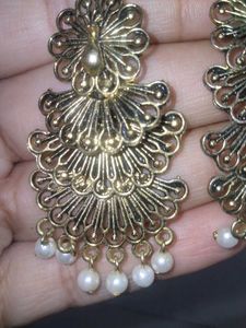 It A Peacock Styled Golden Earrings