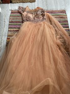 Designer Gown With Handwork On Sleeves And Neck Area