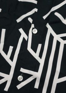 Abstract Black &amp; White Button-Down Shirt