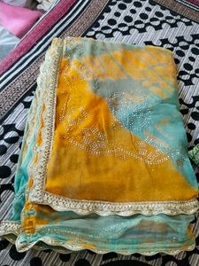 Green Printed Dress Material