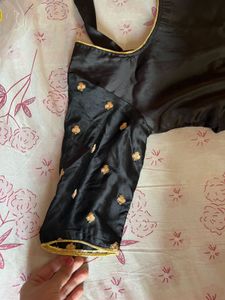 party wear black floral silk gown