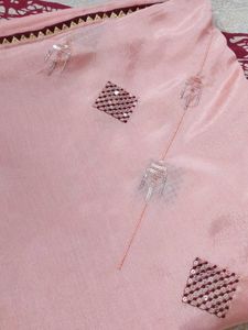 Peach Dupatta with Sequins