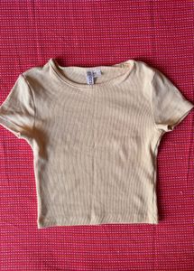 Yellow Ribbed Crop Top