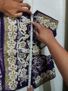 Purple Lehnga Choli Saree With Stiched Blouse