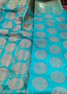 Dark Aqua Green Saree