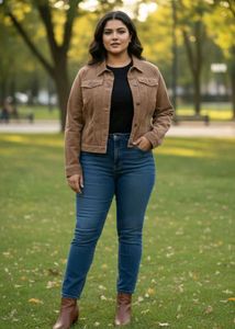 H&amp;M Women Brown Corduroy Trucker Jacket Si