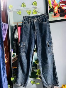 Dark Blue Cargo Denim Jeans