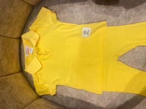 Hopscotch Yellow Polo Shirt And Pant Set
