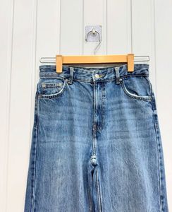 blue wide leg denim