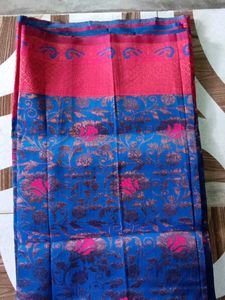 pink and neavy blue colour saree