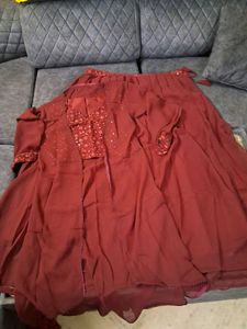 Maroon Embroidered Kurta Suit