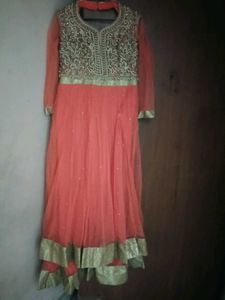 Elegant Peach Embroidered Anarkali