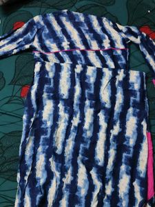 Blue &amp; White Striped Kurta Set