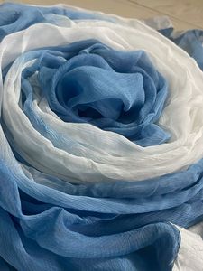 White N Blue Chiffon Big Stole