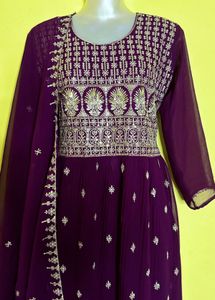 Elegant Purple Embroidered Suit