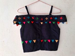 Embroidered Off-Shoulder Top