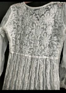 White Anarkali Kurt