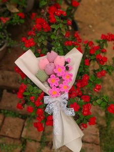 Crochet Tulip And Forget Me Not Bouquet 💐