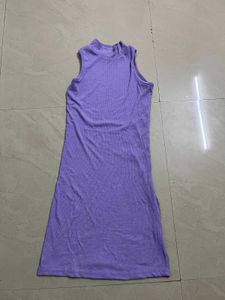 Purple Sleeveless Mock Neck Dress