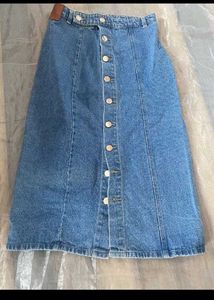Denim Button-Front Skirt