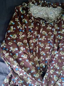 brown printed dress