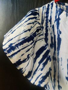 Blue and White Crop Top