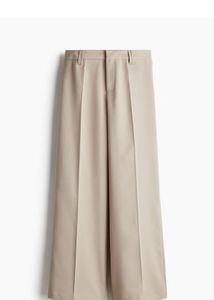 Beige Wide Leg Trousers