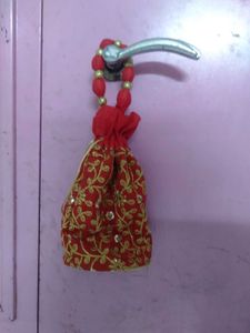 Embroidered Red Pouch