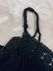 Black Lace-Trim Camisole Top