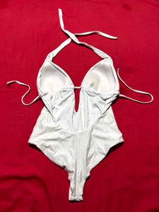 White Halter One-Piece Swimsuit
