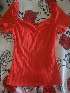 Red Fitted Top- Shein