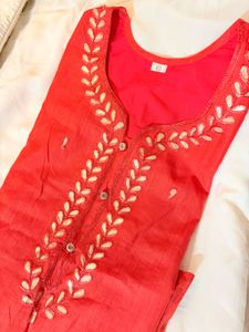 Elegant peach /Reddish Kurta With freebie