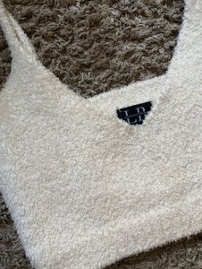 White Fuzzy Crop Top