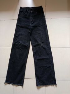 High Waisted Charcoal Ripped Jeans