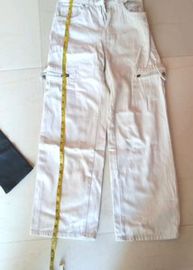 White Wide Leg Cargo Pants