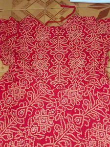 Red Bandhani Print Saree