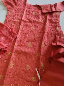 Coral Embroidered Salwar Kameez