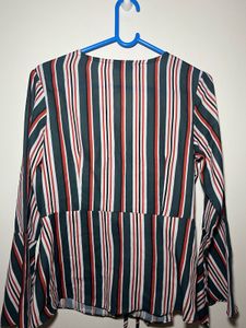 Striped Wrap Top