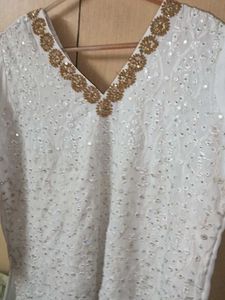 Elegant White Embellished Kurti