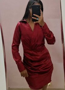 Pink Satin Short Dress