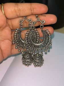 Silver Jhumka Earrings