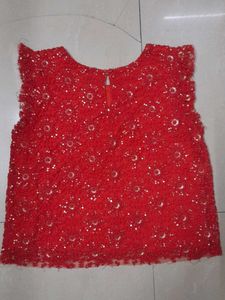 Red Sequence Crop Top