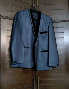 Partywear Men Blue Rayon Two Piece Suit