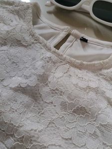 Elegant White Lace Bell-Sleeve Top