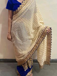 BLUE CREAM SAREE
