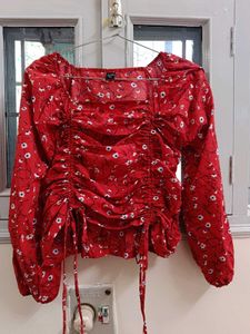 Red Floral Print Top